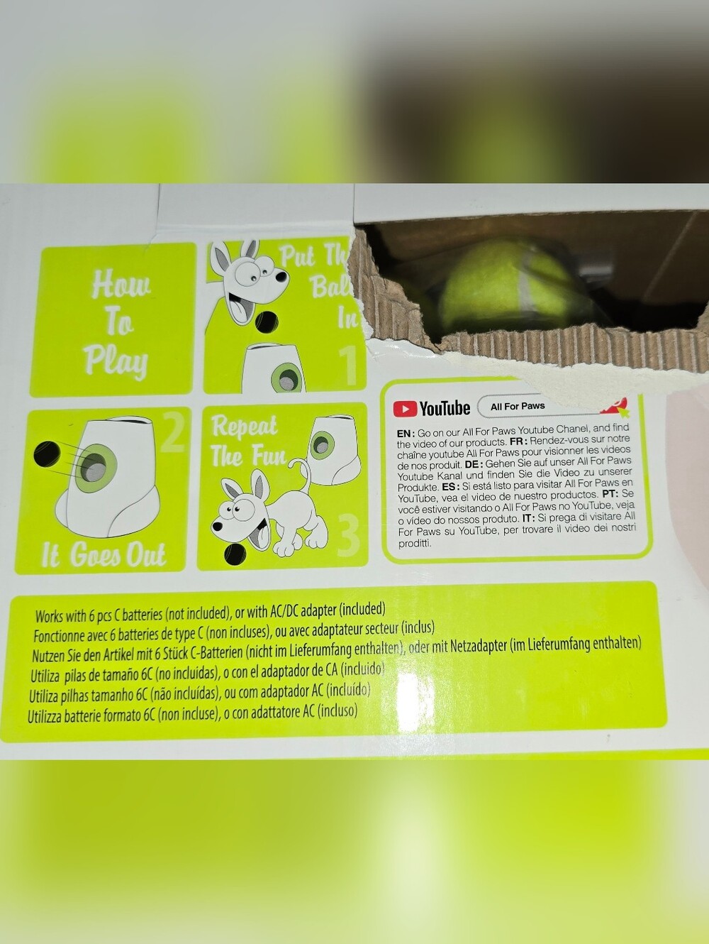 AFP All For Paws Interactive Mini Ball Launcher - White and Green - Picture 6 of 6